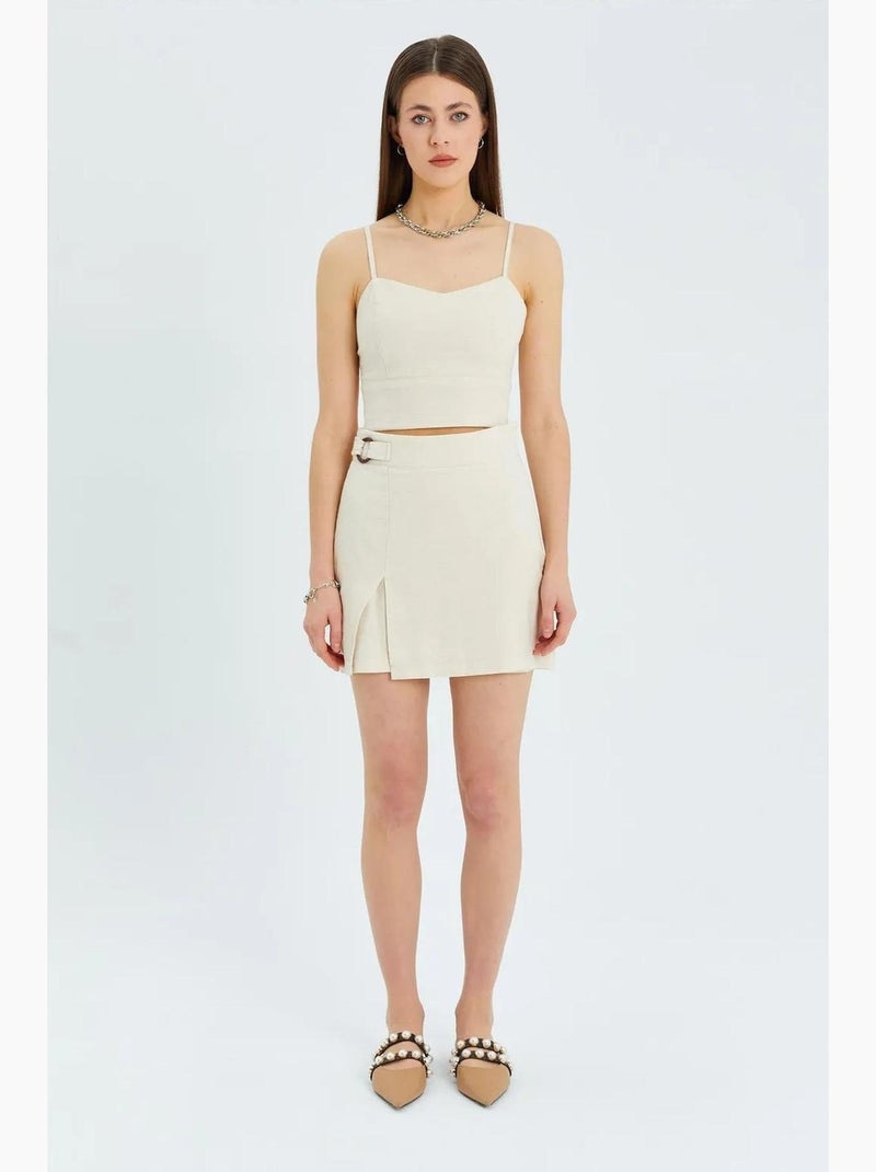 Hemdje kort hartvormige hals mixray Beige - Kiabi