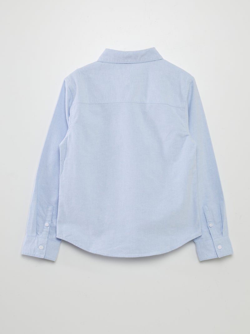 Hemdje van Oxford-katoen met lange mouw BLAUW - Kiabi