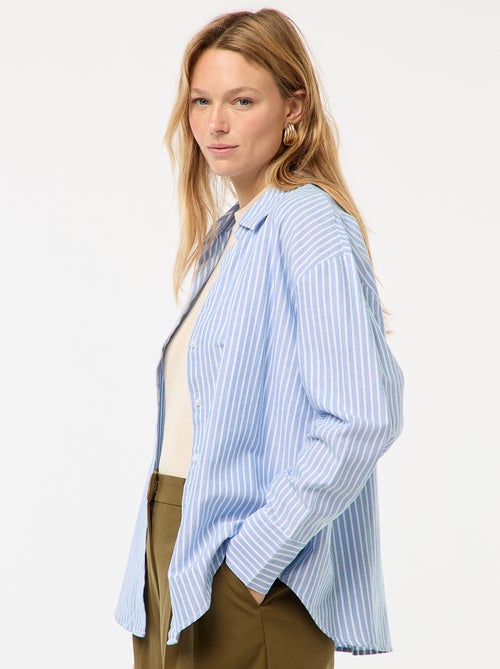 Hemdje van Oxford-katoen met lange mouw - Kiabi