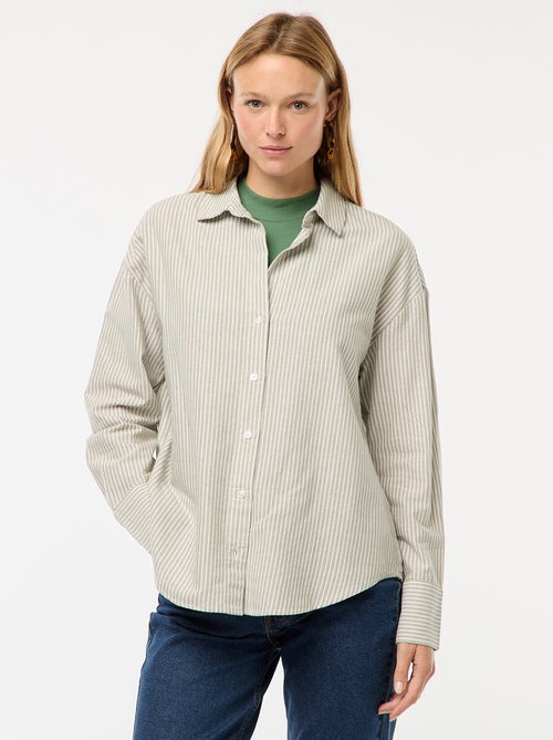 Hemdje van Oxford-katoen met lange mouw - Kiabi