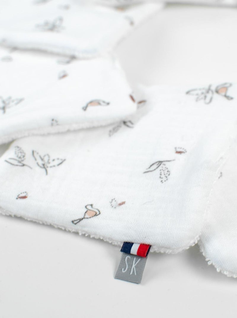 Herbruikbare babydoekjes 8 stuks, melody Wit - Kiabi
