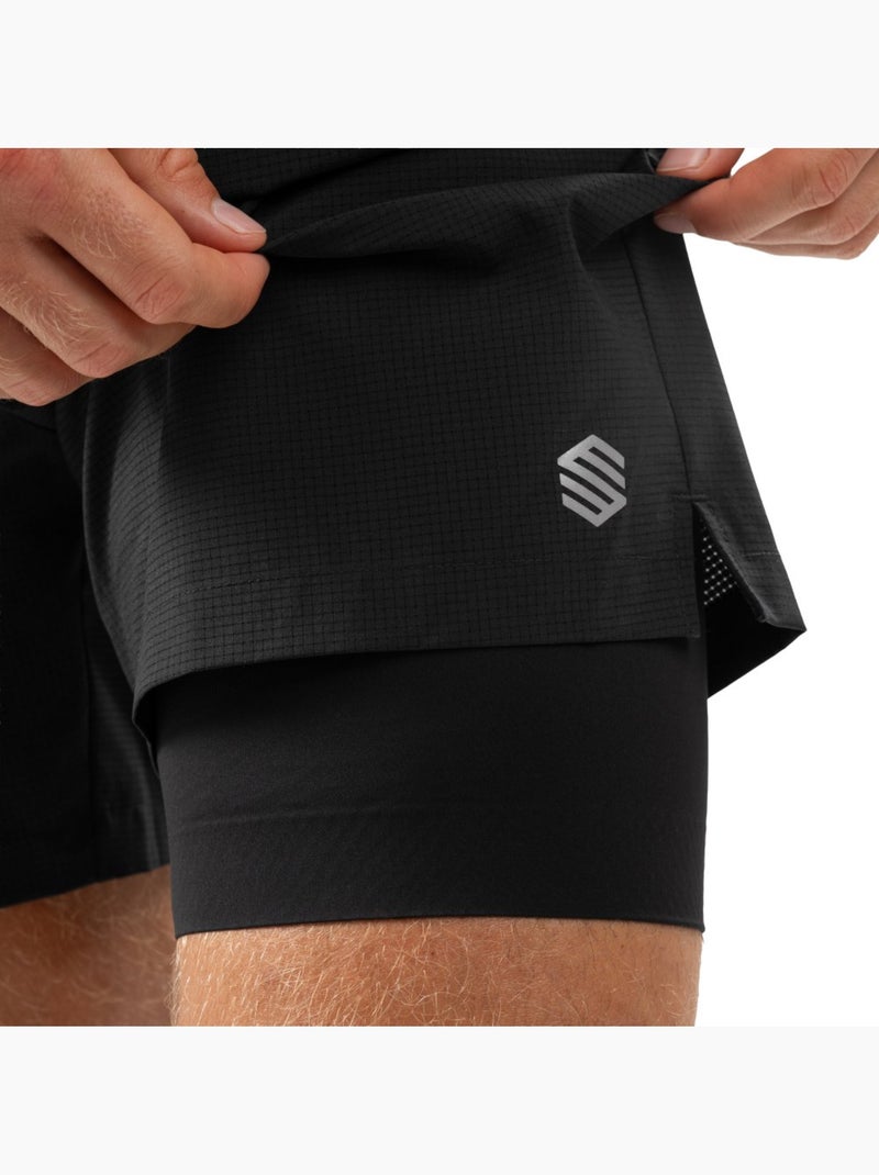 Heren 2-in-1 hardloopshort Zwart - Kiabi