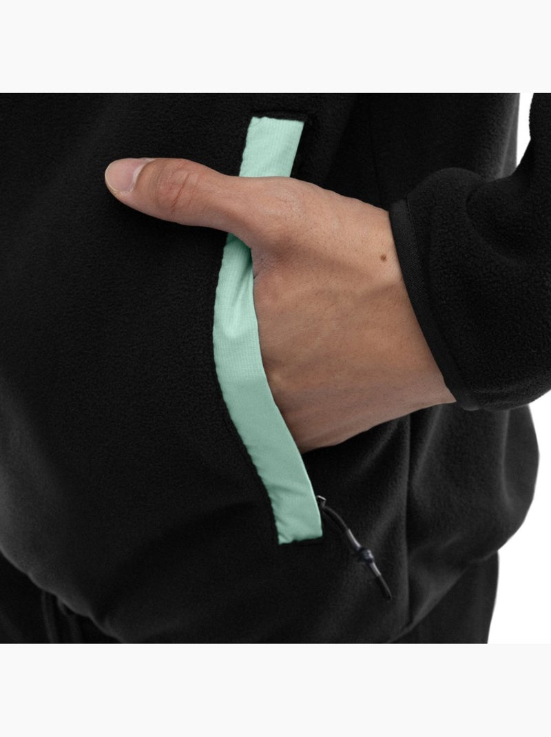 Heren dikke fleece half-snap trui Zwart - Kiabi