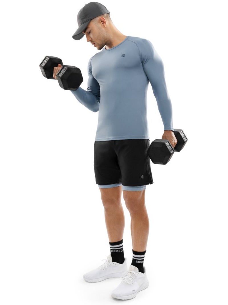 Heren fitness shirt met lange mouwen Blauw - Kiabi