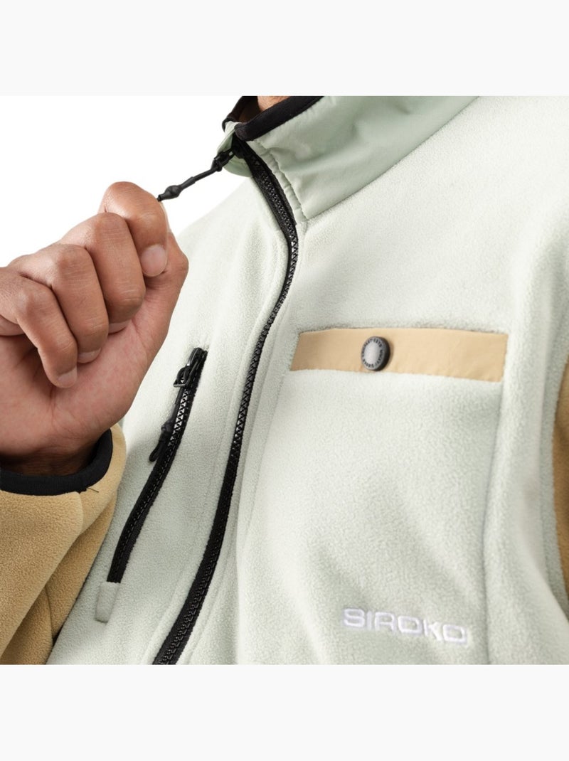 Heren fleece trui met halve rits Groen - Kiabi