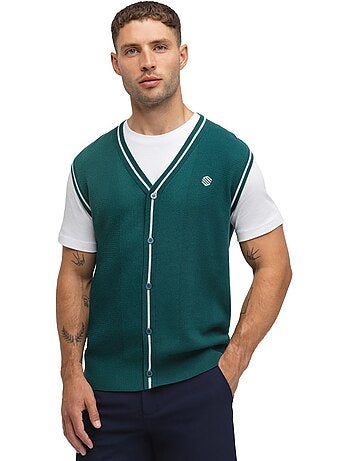 Heren gebreid golfvest met v-hals