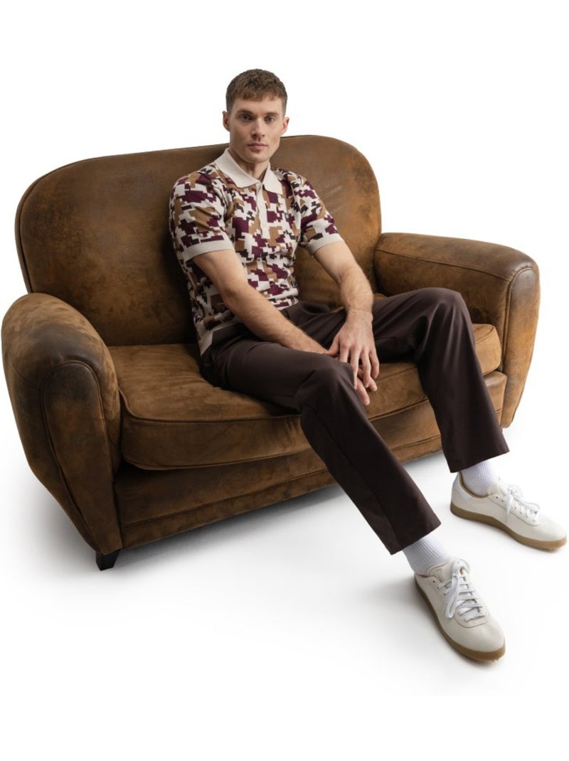 Heren gebreide golfpolo Beige - Kiabi