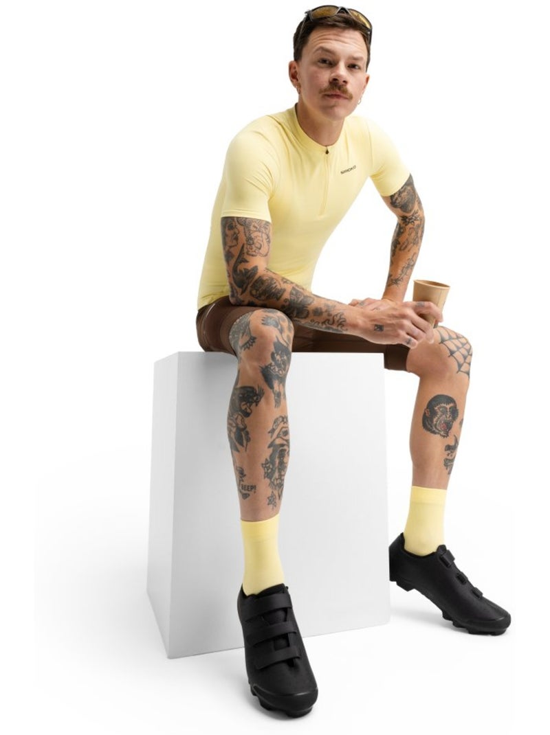 Heren gravel fietsshirt met halve rits Geel - Kiabi