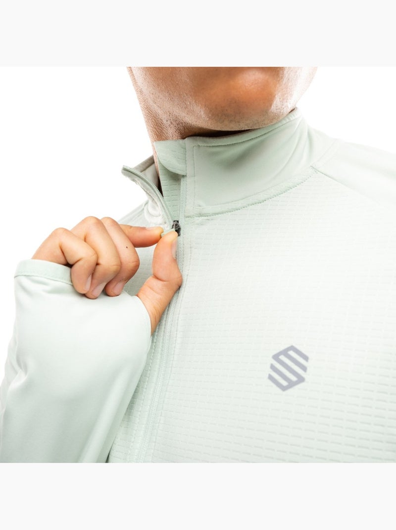 Heren hardloopsweatshirt met halve rits Groen - Kiabi