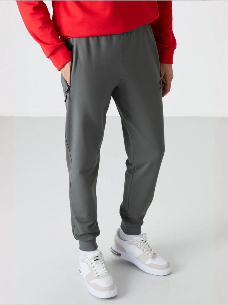 Heren joggingbroek van katoenmix tommy Grijs Zwart - Kiabi