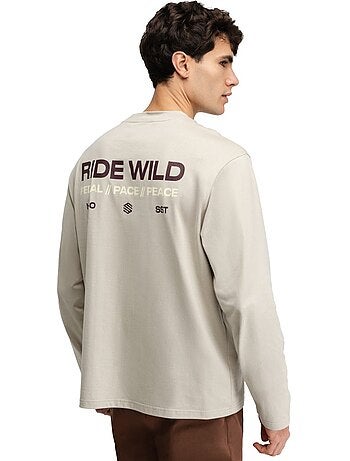 Heren katoenen gravel-t-shirt met lange mouwen
