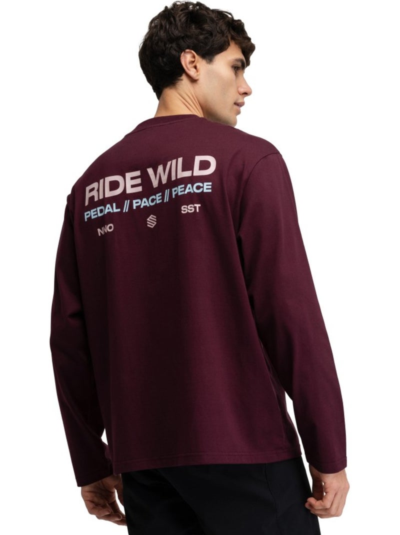 Heren katoenen gravel-t-shirt met lange mouwen Rood - Kiabi