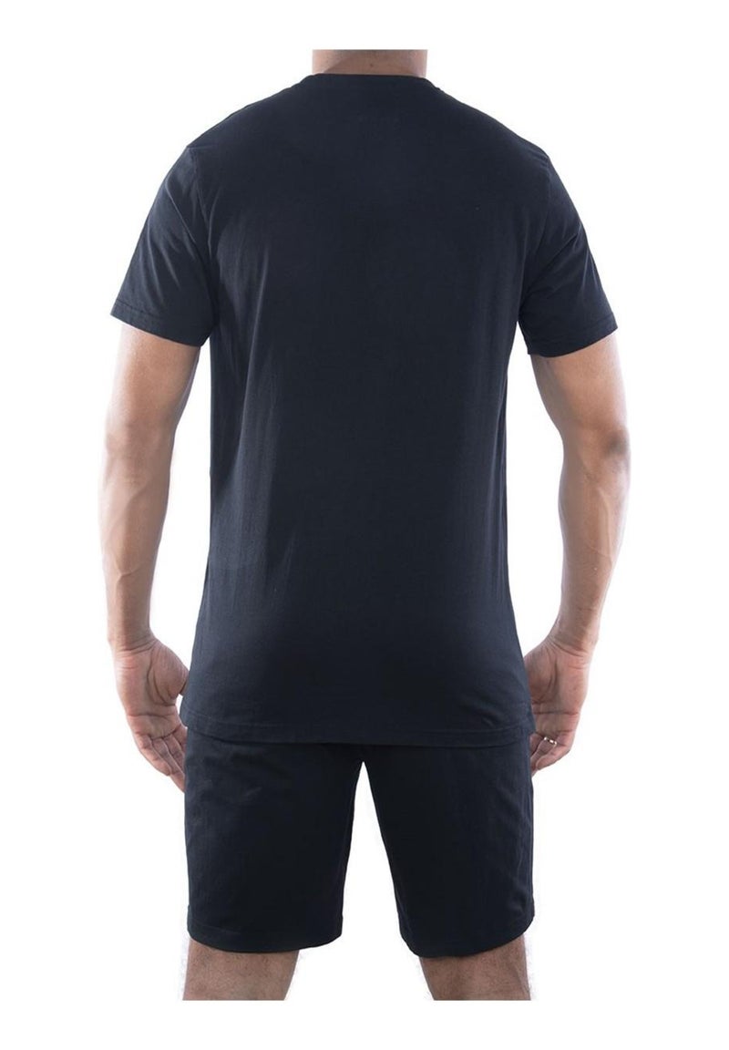 Heren korte pyjamaset met t-shirt met ronde hals west Zwart - Kiabi