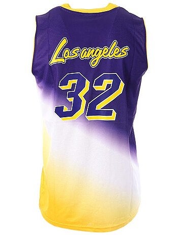 Heren los angeles tanktop paars/geel sport zone maat 32