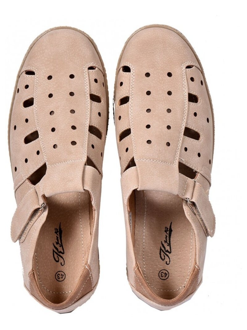 Heren mocassins leer voering premium klittenband Beige - Kiabi
