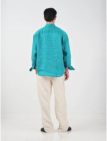 Heren oversized linnen shirt met lange mouwen giesto