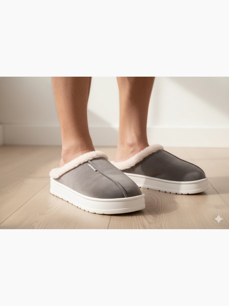 Heren pantoffels fluweel ribstof MU10121 Bruin - Kiabi