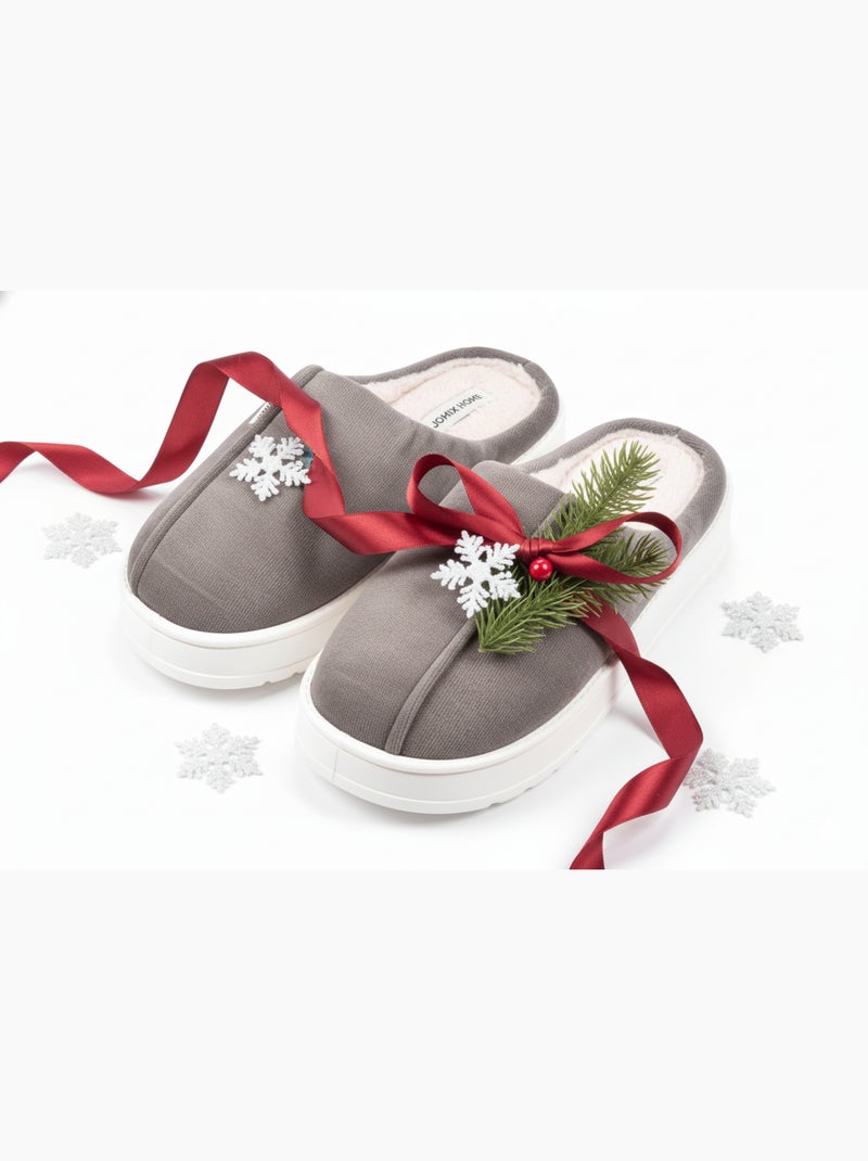 Heren pantoffels fluweel ribstof MU10121 Bruin - Kiabi