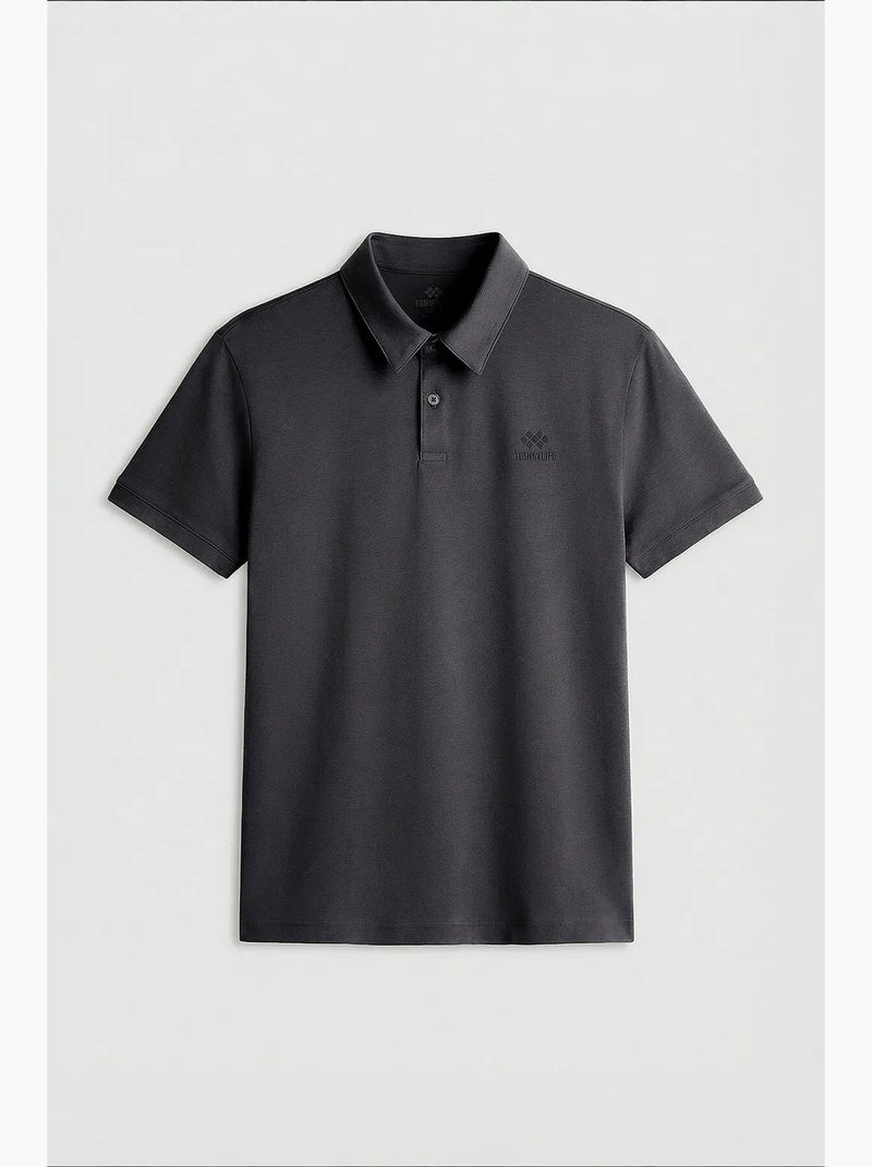 Heren polo-t-shirt van katoen en elastaan tommy Grijs Zwart - Kiabi