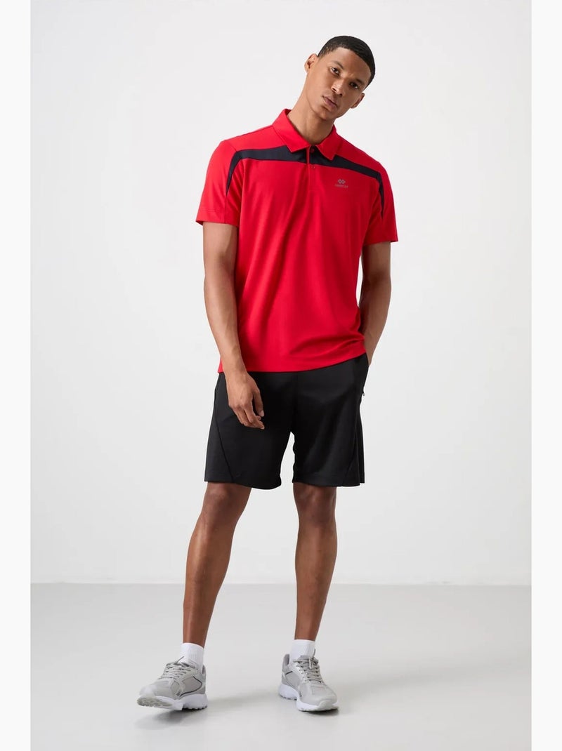 Heren poloshirt met kleurvlakken tommy Rood - Kiabi