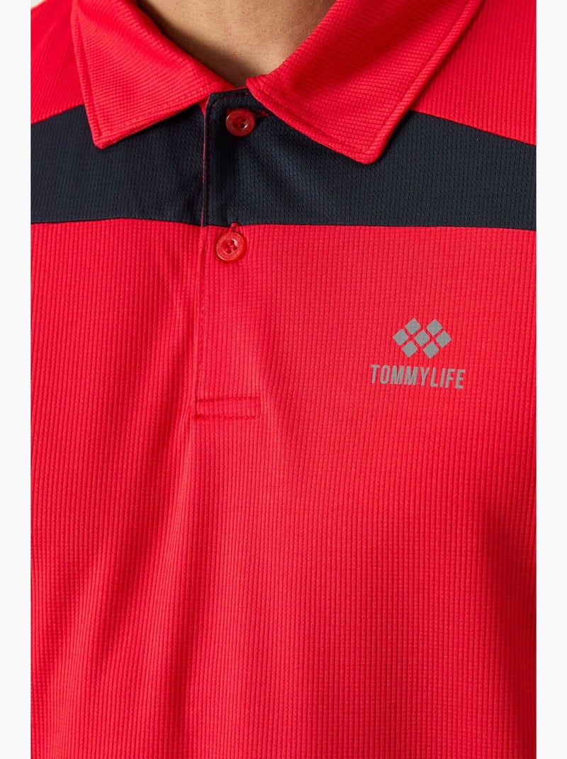 Heren poloshirt met kleurvlakken tommy Rood - Kiabi