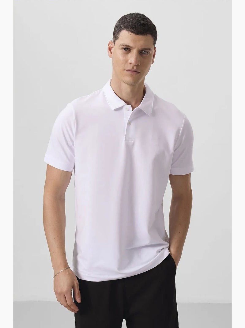 Heren poloshirt van katoen en elastaan tommy Gebroken wit - Kiabi