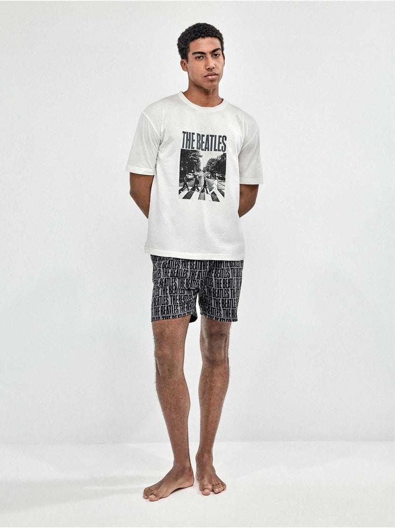 Heren pyjama bedrukt met the beatles Wit - Kiabi