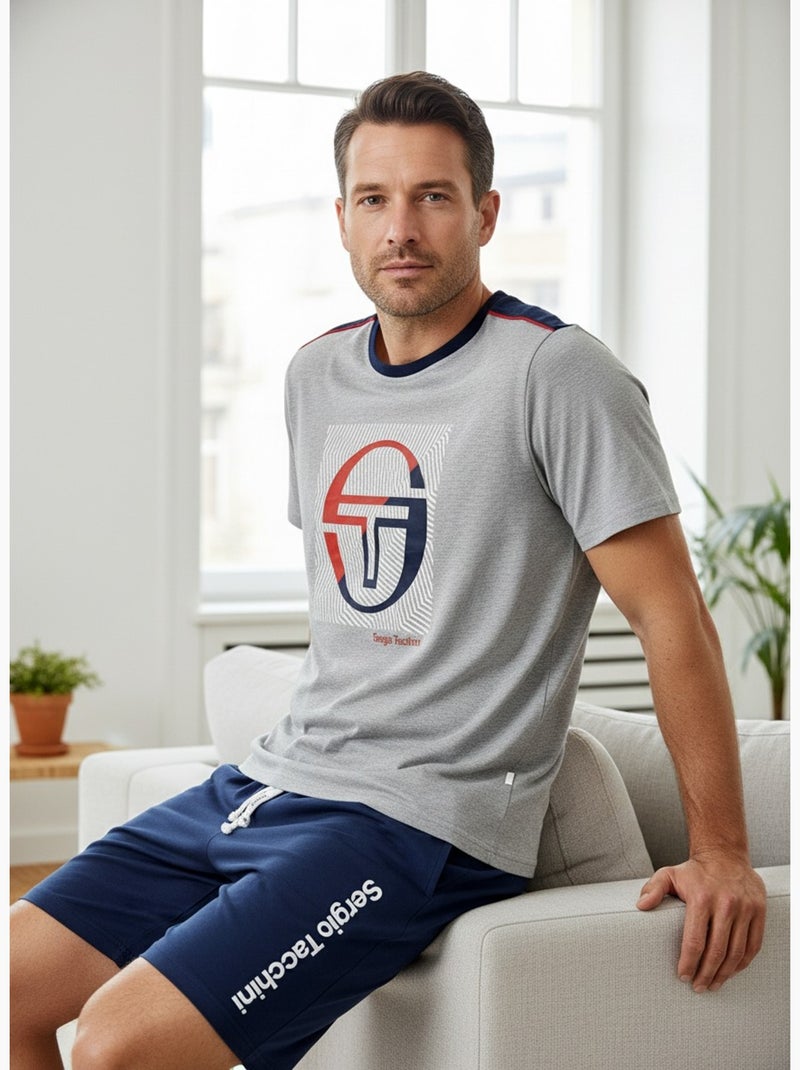 Heren Pyjama Kort Sergio Tacchini Grijs Marineblauw - Kiabi