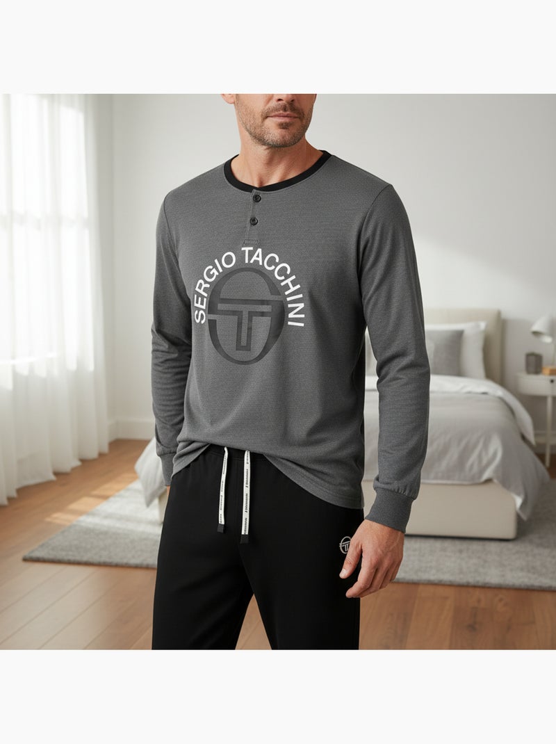 Heren pyjama lang Sergio Tacchini Antracietblauw - Kiabi