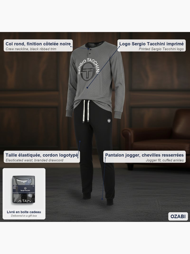 Heren pyjama lang Sergio Tacchini Antracietblauw - Kiabi