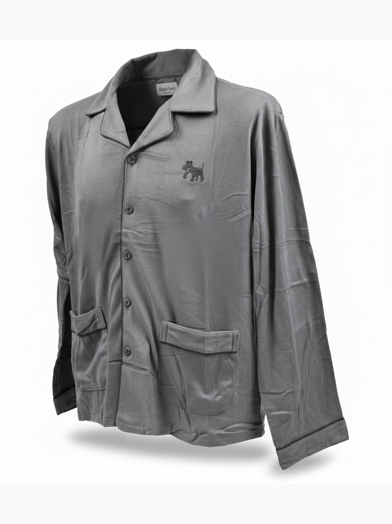 Heren pyjama winter fleece met knopen c2530 Grijs - Kiabi