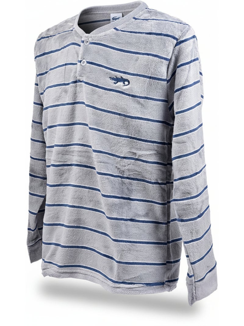 Heren pyjama winter fleece zacht RAYURE Z2654 Grijs - Kiabi