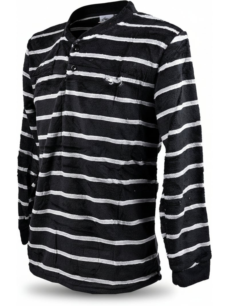 Heren pyjama winter fleece zacht RAYURE Z2654 Zwart - Kiabi