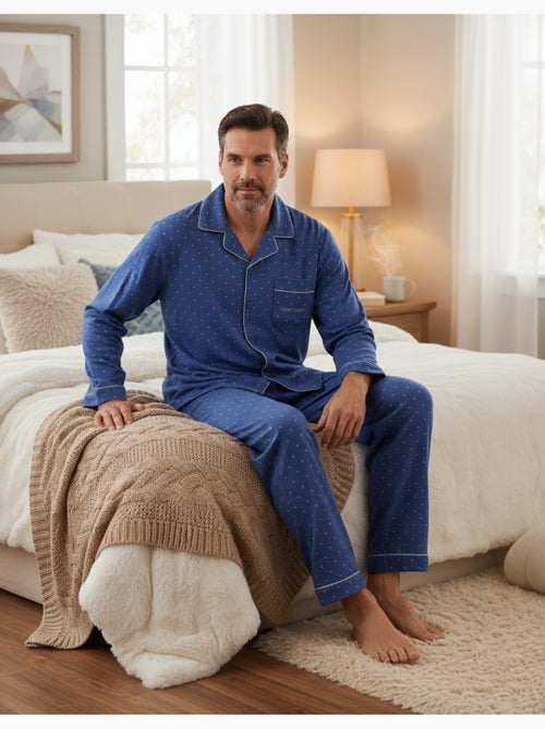 Heren pyjama winterfleece met knopen c2529 - Kiabi