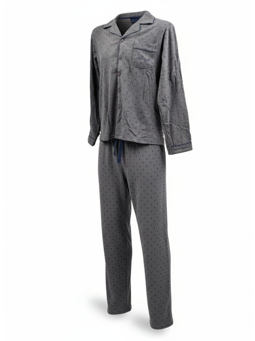 Heren pyjama winterfleece met knopen c2529 - Kiabi