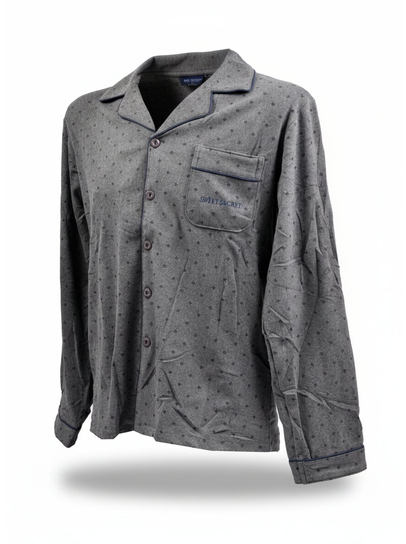 Heren pyjama winterfleece met knopen c2529 Grijs - Kiabi