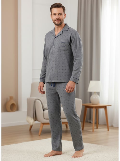 Heren pyjama winterfleece met knopen c2529 - Kiabi