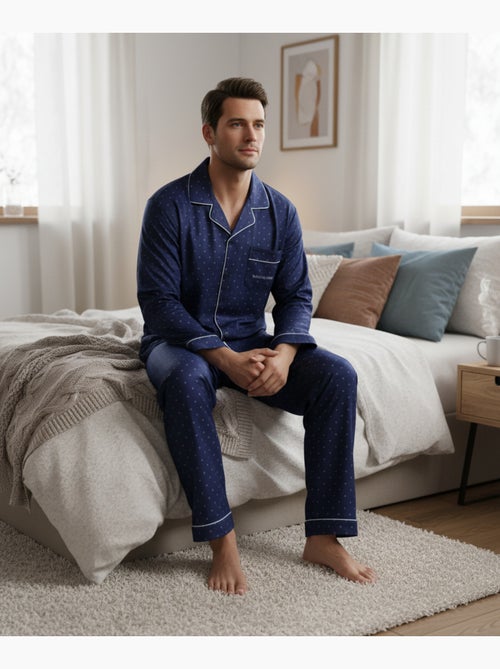 Heren pyjama winterfleece met knopen c2529 - Kiabi
