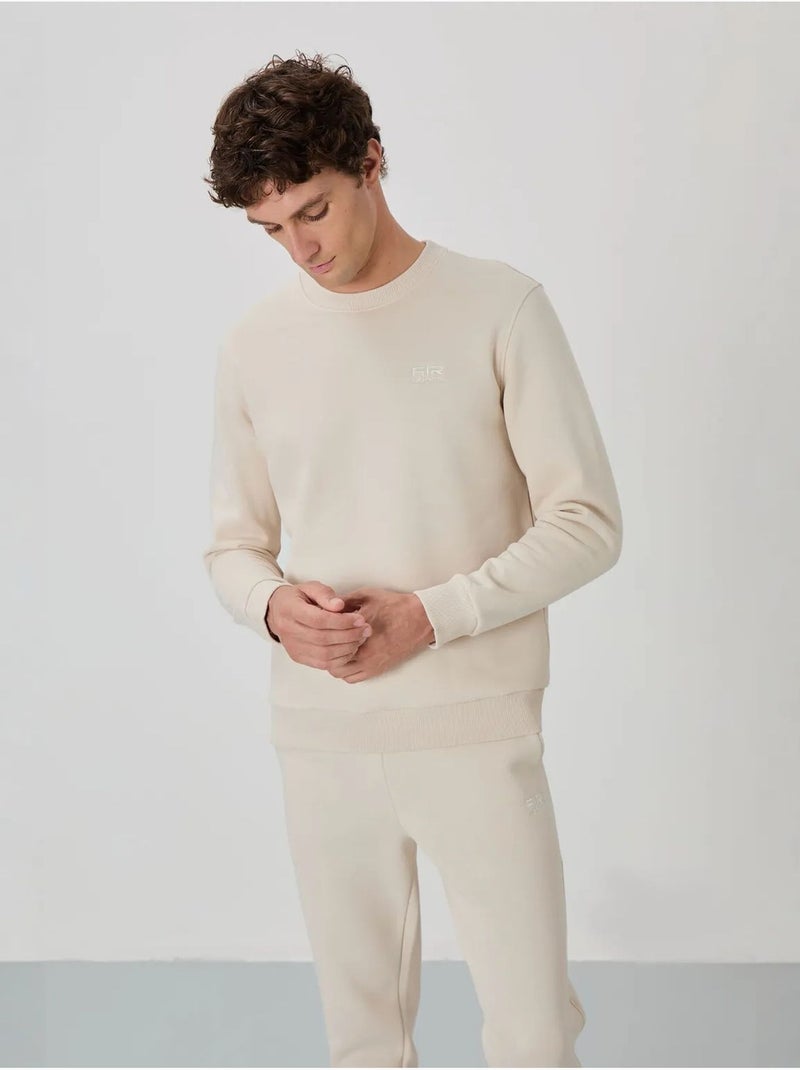 Heren set met sweatshirt en broek met ronde hals en lange mouwen tommy Ecru - Kiabi