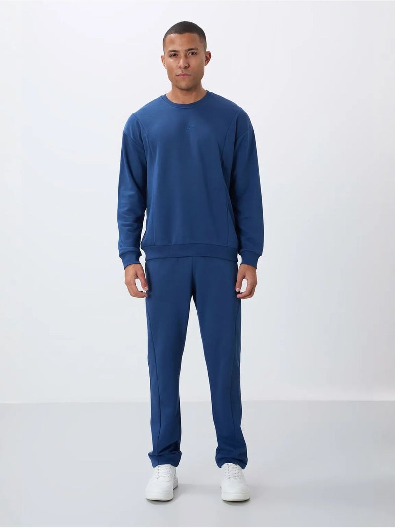 Heren set van sweatshirt en broek in katoenmix fleece tommy Blauw - Kiabi