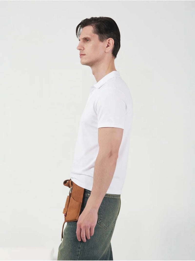 Heren slim fit t-shirt met ronde hals van katoen giesto Wit - Kiabi