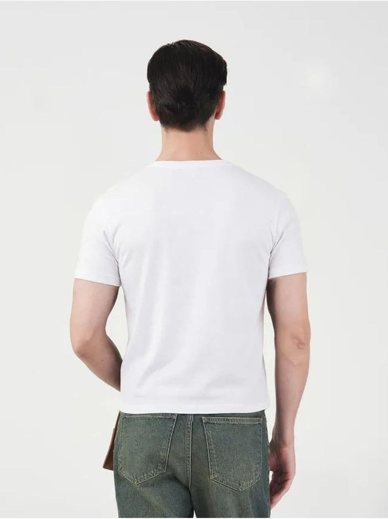 Heren slim fit t-shirt met ronde hals van katoen giesto Wit - Kiabi
