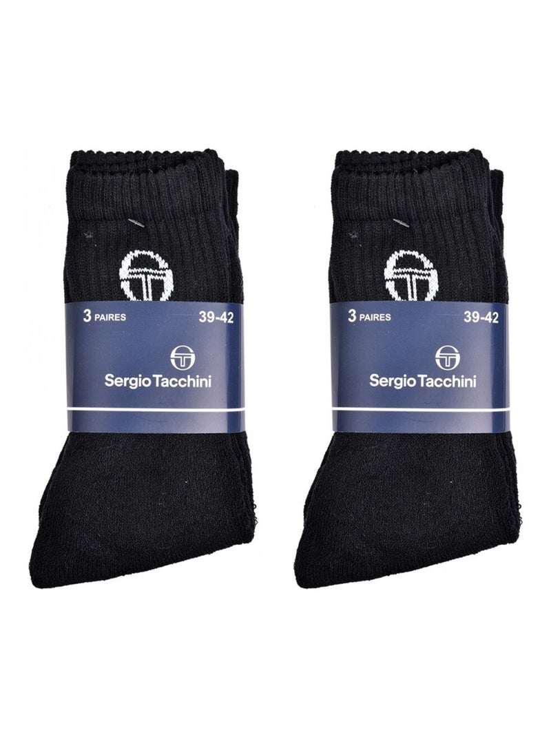 Heren sokken Sergio Tacchini Tennis - Set van 6 Zwart - Kiabi