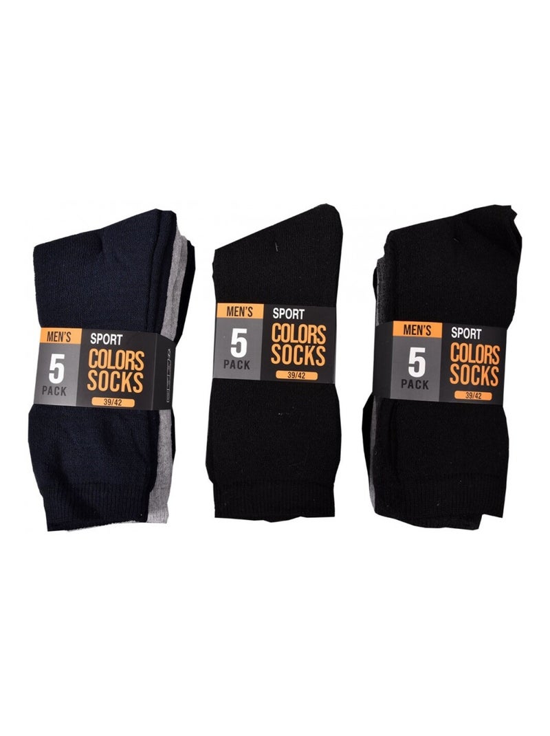 Heren sokken TWINDAY SPORT - Set van 15 Zwart Wit Grijs - Kiabi