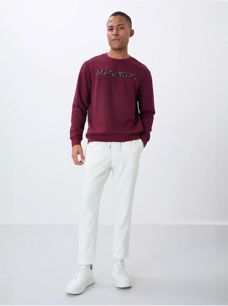 Heren sweatshirt met print en ronde hals tommy Bordeauxrood - Kiabi