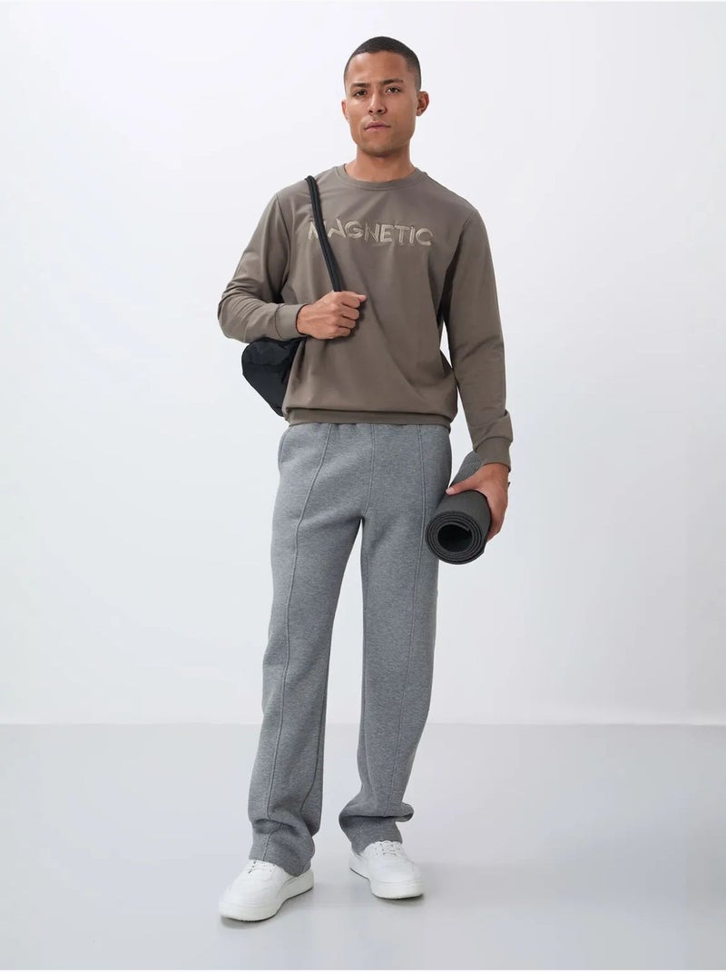 Heren sweatshirt met print en ronde hals tommy Taupe - Kiabi