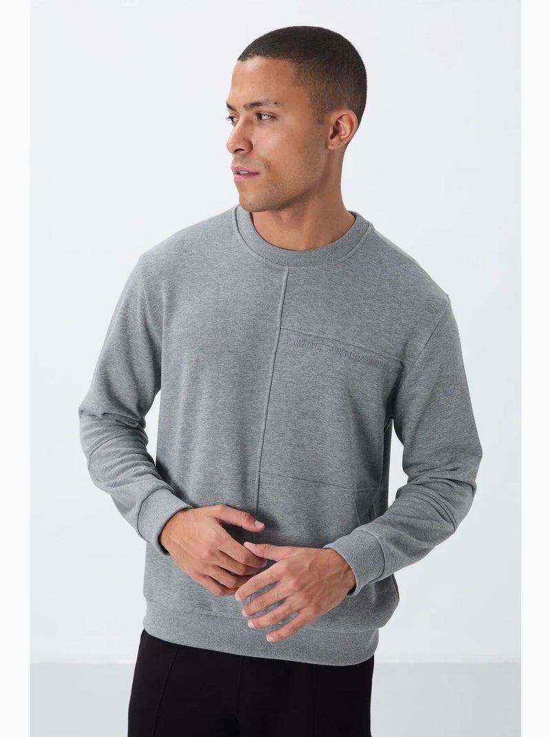 Heren sweatshirt met ronde hals tommy Grijs - Kiabi