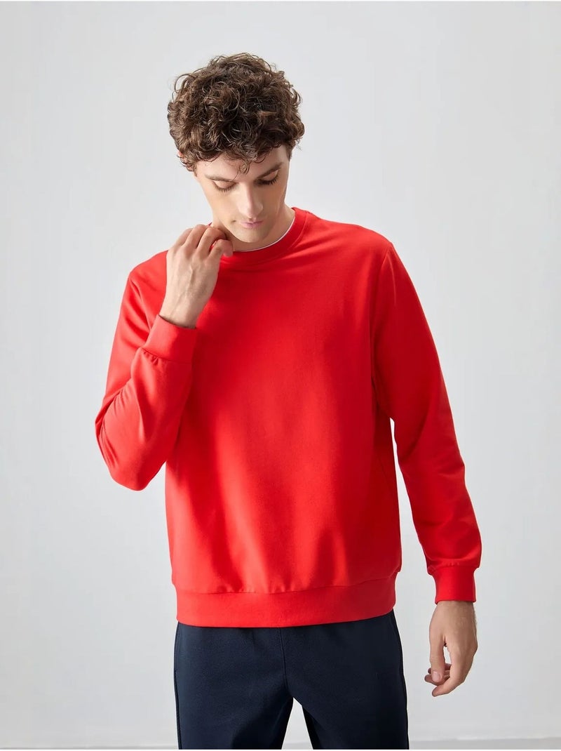 Heren sweatshirt met ronde hals tommy Rood - Kiabi