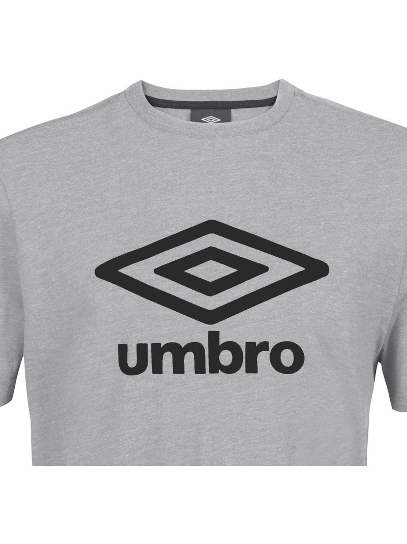 Heren t-shirt met ronde hals, gemêleerd katoen (160 g/m²) met bedrukt logo 729281 Grijs - Kiabi