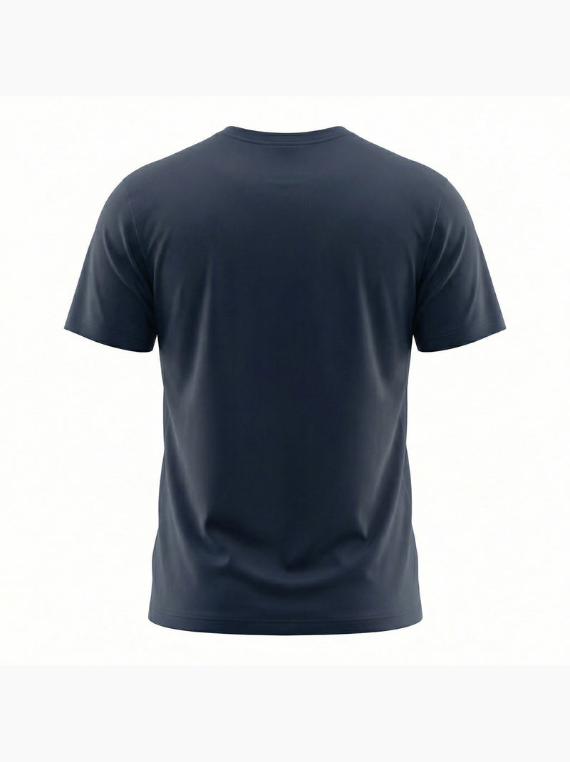 Heren t-shirt met ronde hals van 160 g/m² katoen met bedrukt logo 729280 Blauw - Kiabi